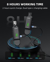 LEKATO 2.4G Wireless XLR Mic System 48V Phantom Power Transmitter Receiver