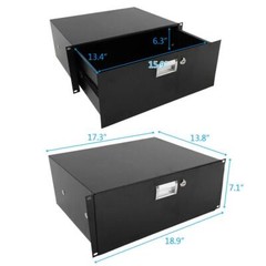4U Professional Rack Case 19″ Steel Plate DJ Drawer Equipment Cabinet with Key
