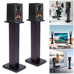 28″ 1 Pair Bookshelf Speaker Stands Surround Sound Home Theater Black Walnut PVC