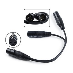 3-Pin XLR Female Jack to Dual 2 Male Plug Y Splitter Mic DJ Cable Adaptor 16 AWG