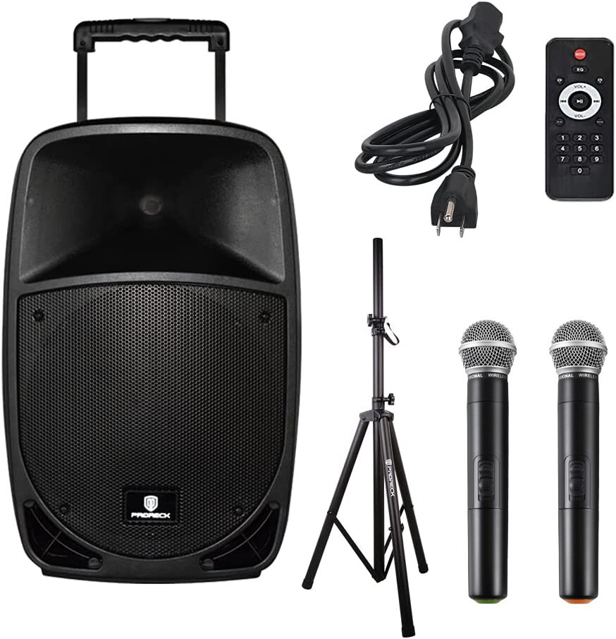 PRORECK 15″ Rechargeable PA System 800W Church School Outdoor Sports Event Box