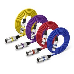 4-Pack 6 FT XLR Microphone Cables Short 4-Color Packs for Mixer Speaker