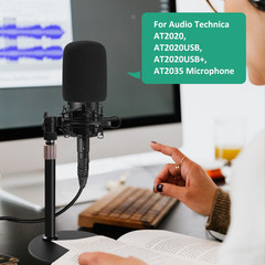 AT2020 Mic Stand, Adjustable Height Desk Mic Stand with Shock Mount, Foam Windsc