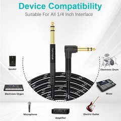 1/4 Inch TRS Cable Right Angle to Straight 2-Pack 6.6FT, 6.35mm Balanced 1/4 …