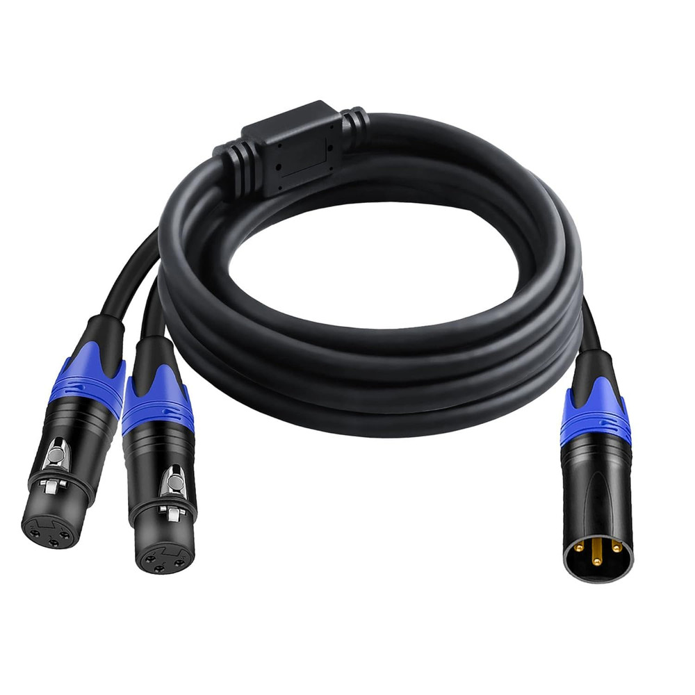 1 Male to 2 Female XLR Y Splitter Micrphone Cable, 3Pin Male to Dual Female