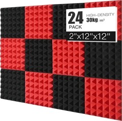 Acoustic Foam Panels 24 Pack High Density Soundproofing 2x12x12 Fire Resistant