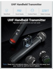 Phenyx Pro Wireless Microphone System, Dual Two Handheld Mics, Black