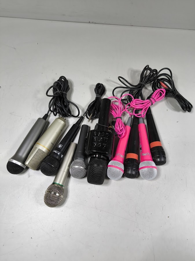 Lot of 10 Used Microphones – Various Models & Brands, Working