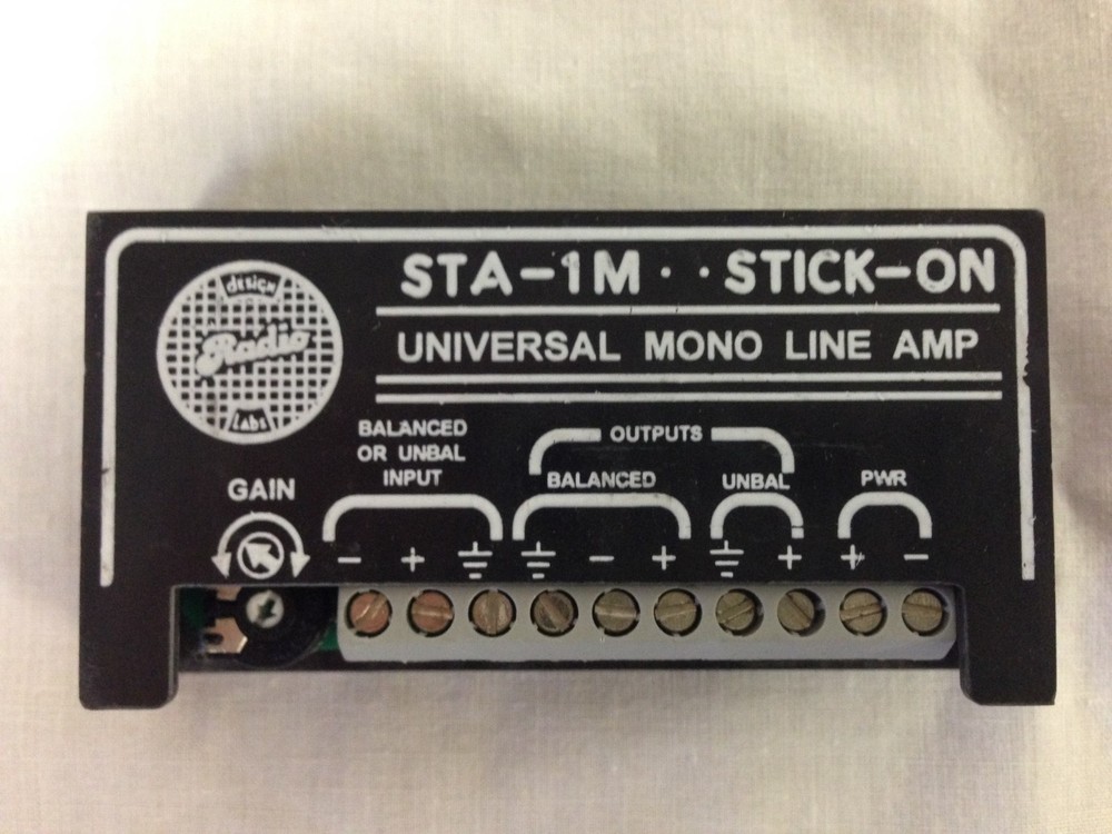 RDL STA-1M Universal Mono Line Amp STICK-ON Radio Design Labs