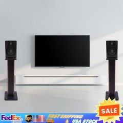 28″ Wood Speaker Stands 1 Pair Yellow Sandalwood/Black Walnut for HiFi Bookshelf