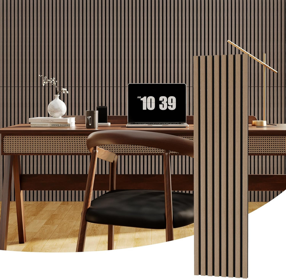 2-Pack 3D Fluted Wood Slat Acoustic Panels 47.2″ X 11.8″(Total 7.7 Ft²) – Stylis