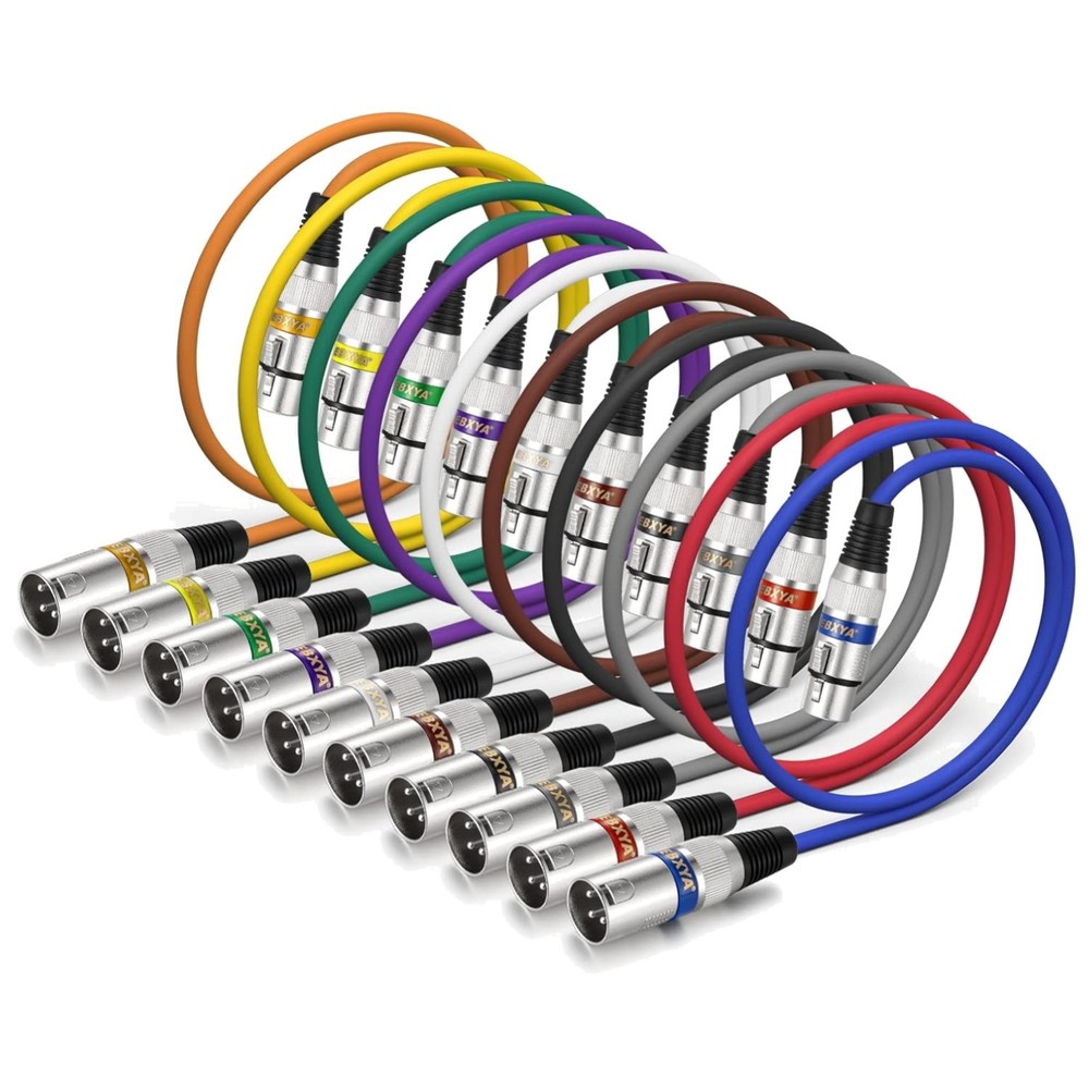 Professional Grade XLR Cable Set – 2ft 10 Pack