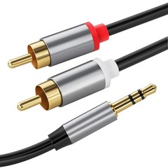 3.5mm Jack to 2 x RCA Phono Audio Cable Lead Aux to Twin RCA Shielded OFC Gold