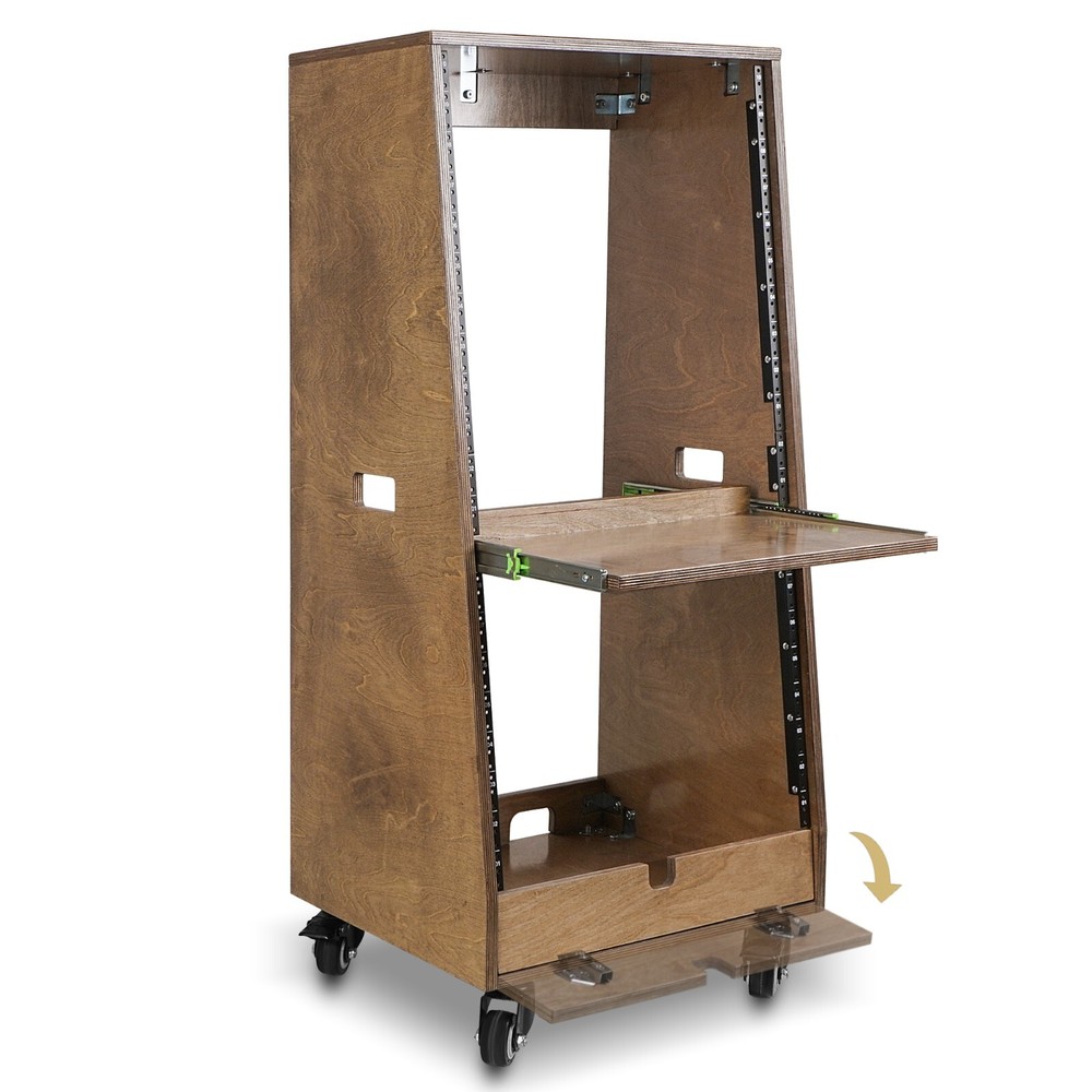 Sound Town DIY Slanted 20U Studio Rack (12U+8U ), Weathered Brown(SDRK-ST20TB)
