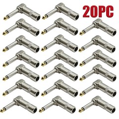 20X LOT 1/4 TS RIGHT ANGLE MONO PHONE PLUG CORD CONNECTOR 6.3MM CABLE JACK Audio