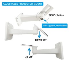 2-Be-Best Mini Projector Wall Mount Upgraded Angle Adjustable 7.9 in, white