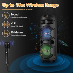 Dual 8″ BT Party Bluetooth Speaker System Big Led Portable Stereo Tailgate Loud