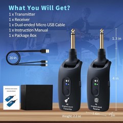 Plug and Play Wireless Guitar System – 4hrs Battery & Multi-Instrument Support!