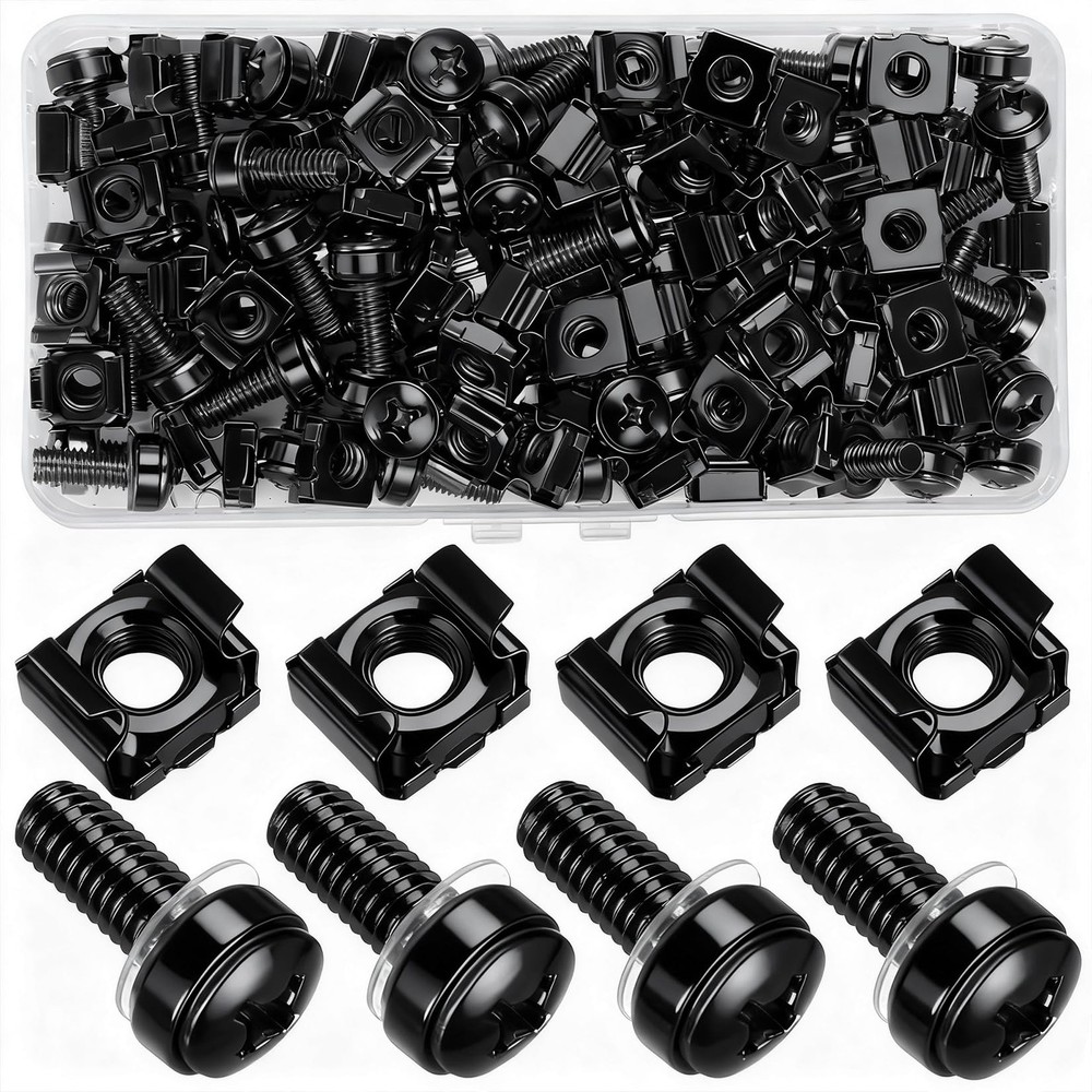 40 Pcs/20 Set Rack Mount Screws and Cage Nuts for Server M6x20MM, black