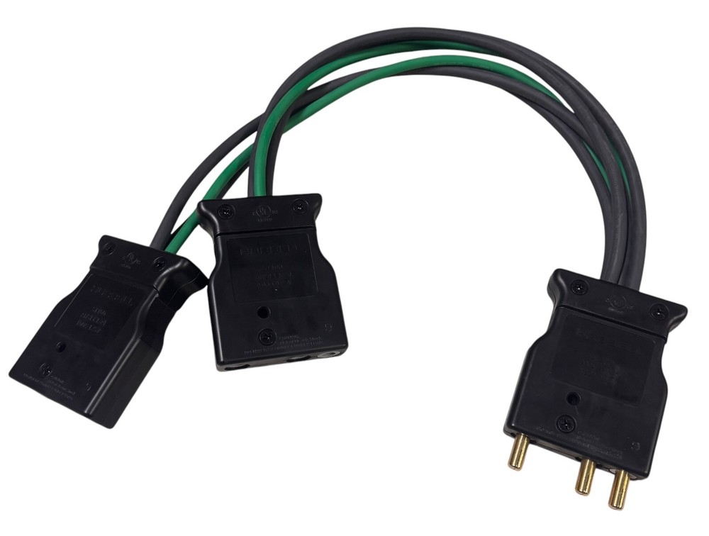 Stage Pin Splitter Assembly 100A Male (2) 100A Female Hubbell 100A/125V