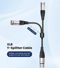 Tisino Balanced XLR Splitter Cable, 1 Female to 2 Male Patch 5 feet, Black