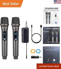 Wireless Microphone, Rechargeable Fixed Frequency Wireless Dual Microphone,Ha…