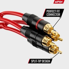 Install Link Audio Cable RCA for Subwoofer or Stereo 20 Feet, Frosted Red