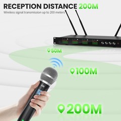 XTUGA LSY-104 Wireless Microphone System 4 Channel UHF Metal 650ft Range Karaoke