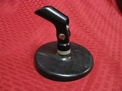 Microphone Stand vintage desk mic stand slanted plastic metal with mic clip
