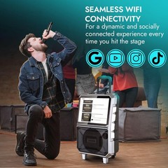 14″ Tablet Portable Karaoke Machine Rechargeable w/ Trolley Wheel & Wireless Mic