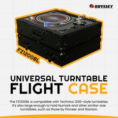 Odyssey Universal Technics 1200 Style Turntable Flight Case, Black Label Series