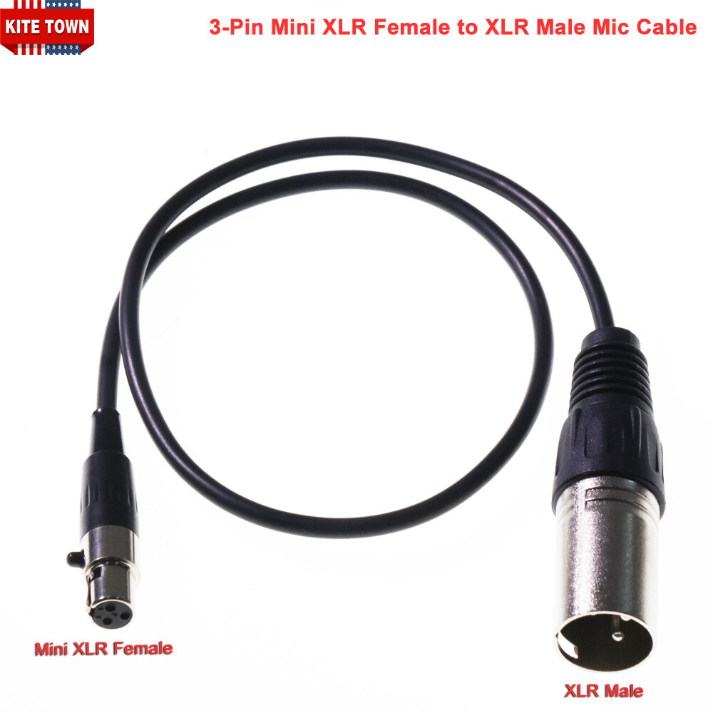3-Pin Mini XLR Female to 3-Pin XLR Male Lavalier Microphone Cable Mic Cord