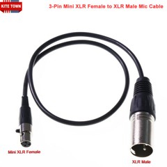 3-Pin Mini XLR Female to 3-Pin XLR Male Lavalier Microphone Cable Mic Cord