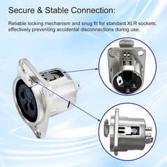 XLR 3Pin Female&Male Panel Mount Chassis Matel Connector Nickel Plated Housing
