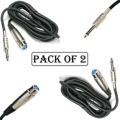 2x 10Ft XLR 3Pin Female Jack to 1/4″ 6.35mm Mono Male Plug Microphone Mic Cable