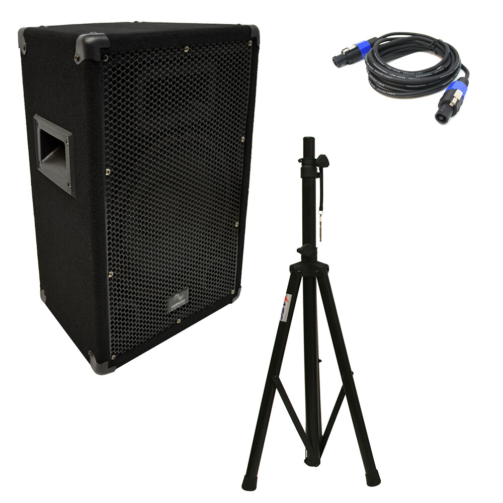 Harmony Audio HA-V10P DJ 10″ Passive 300W PA Speaker Speakon Cables & Stand New