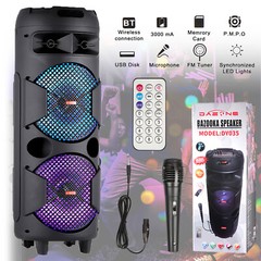 Dual 8″ BT Party Bluetooth Speaker System Big Led Portable Stereo Tailgate Loud