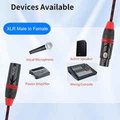 4x Premium XLR 3 Pin Male to Female Microphone Cable Balanced Pro Grade 20FT