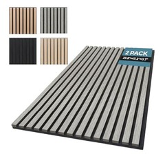 2 Pack Acoustic Panels,Wood Slat for Wall and Ceiling 2pcs-24in*48in Gray Oak