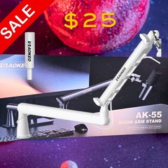 Microphone Arm,Aokeo AK-55 Desk Low Profile Adjustable Mic Boom Arm White