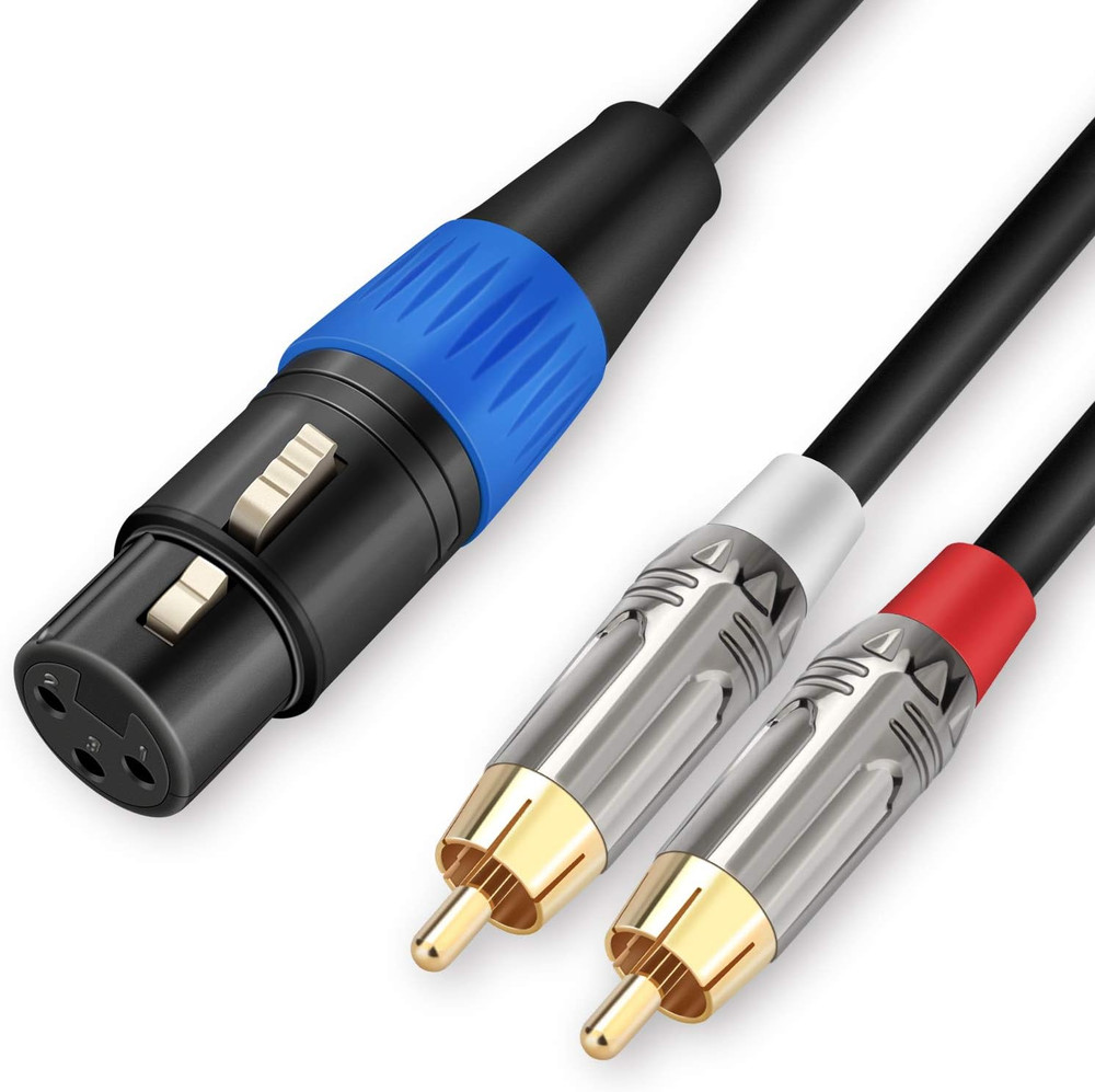 JOLGOO Unbalanced XLR Female to Dual RCA Y Splitter Breakout Cable, 1 XLR Female