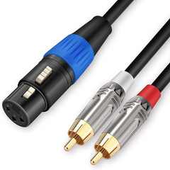 JOLGOO Unbalanced XLR Female to Dual RCA Y Splitter Breakout Cable, 1 XLR Female
