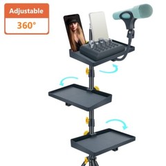 Universal Microphone Mic Stand Tray Adjustable Clamp-On Rack Tray Holder