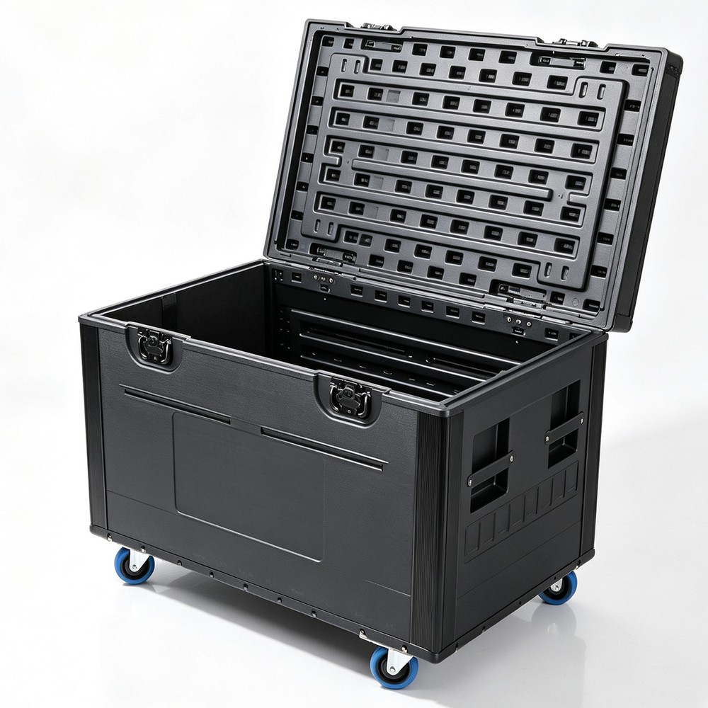 Utility Cable Trunk Road Case with Wheels, Stackable Heavy Duty ATA Rolling Case