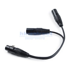 4Pcs 3-Pin XLR 1 Female Plug to Dual 2 Male Y Splitter Mic Cable Adaptor Black