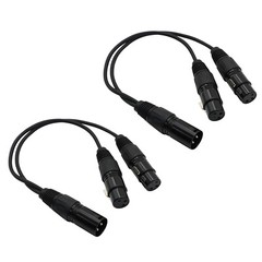 2x 3-Pin XLR Male Plug to Dual 2 Female Jack Y Splitter Mic Cable Adaptor 16 AWG
