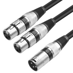 XLR Splitter Cable, 3 Pin Dual XLR Female to Male Patch Y Cable Balanced Microph