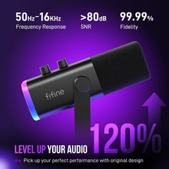FIFINE USB/XLR Dynamic Microphone for Podcast Recordines Jack, Desktop Stand, Vo