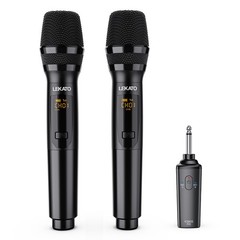 LEKATO 2.4G UHF Wireless Microphone Rechargeable Dual Handheld Plug and Play