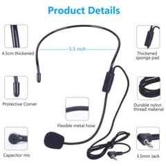 (2 Pcs) Microphone Headset Mic, Flexible Wired Boom for Voice Amplifier, 3.5Mm.